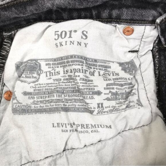 LEVI'S 501 S Skinny Women Sz 27x28 Grey Classic Normcore Basic Streetwear Retro - Picture 9 of 9